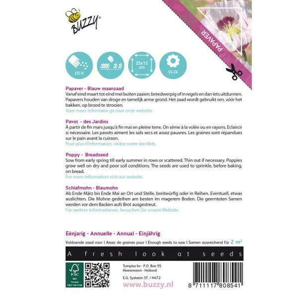 Blauwmaanzaad - Papaver Somniferum 4 Blauwmaanzaad - Papaver Somniferum - Afbeelding 2