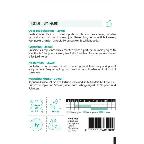 Oost-Indische Kers Jewel - Tropaeolum Majus Nanum 4 Oost-Indische Kers Jewel - Tropaeolum Majus Nanum - Afbeelding 2